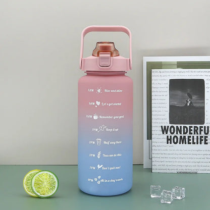 2L Outdoor Sport-Wasserflasche – Große Kapazität, Auslaufsicher & mit Zeitmarkierung
