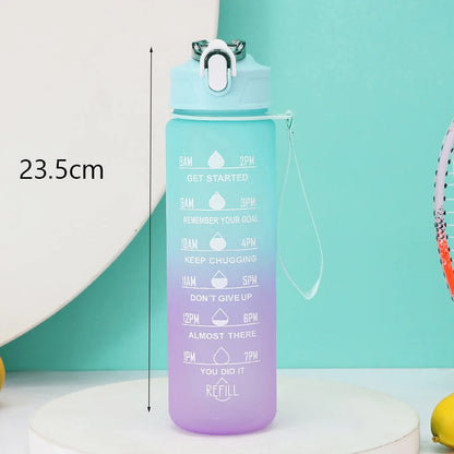 2L Outdoor Sport-Wasserflasche – Große Kapazität, Auslaufsicher & mit Zeitmarkierung