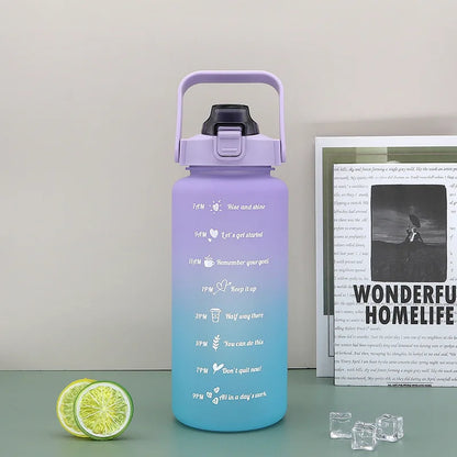 2L Outdoor Sport-Wasserflasche – Große Kapazität, Auslaufsicher & mit Zeitmarkierung
