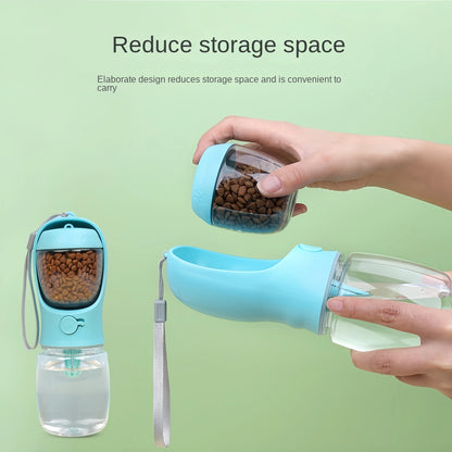 2 In 1 Portable Dog Cat Water Bottle with Storage Food and Water Container for Puppy Pets dogs Feeder Bowl Outdoor Travel