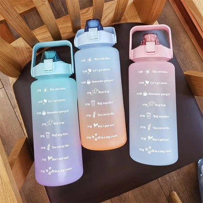 2L Outdoor Sport-Wasserflasche – Große Kapazität, Auslaufsicher & mit Zeitmarkierung