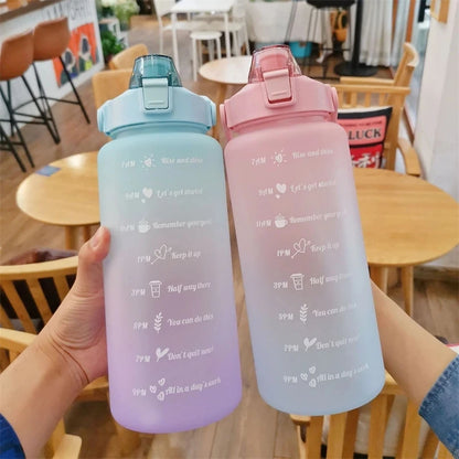 2L Outdoor Sport-Wasserflasche – Große Kapazität, Auslaufsicher & mit Zeitmarkierung