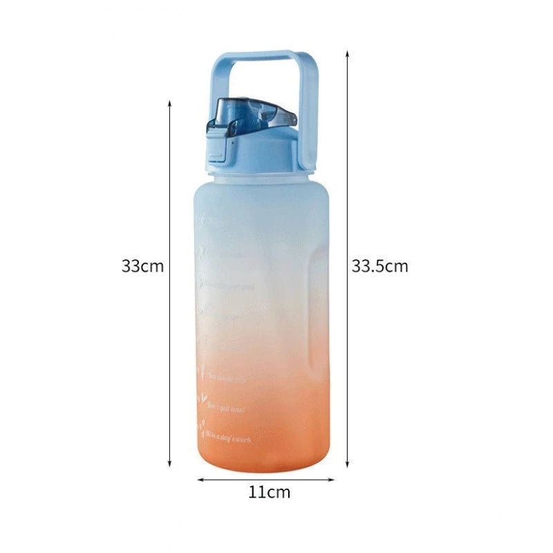 2L Outdoor Sport-Wasserflasche – Große Kapazität, Auslaufsicher & mit Zeitmarkierung